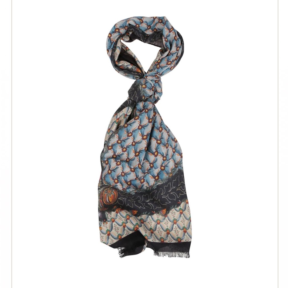 ETRO Cashmere Silk Scarf with Blue and Black